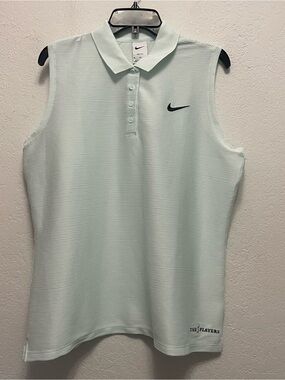 Women's XL Nike Dri-FIT Victory Sleeveless Golf Polo Barely Green Ribbed NEW